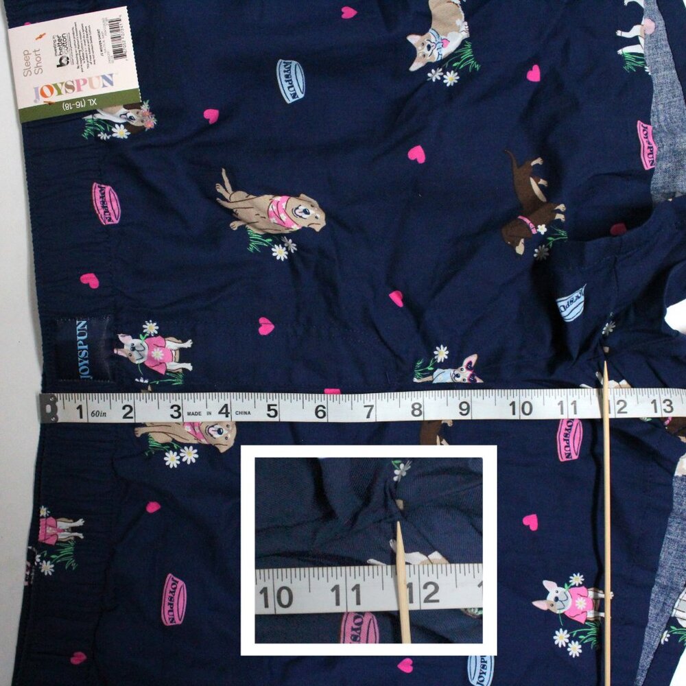 NWT XL 16-18 Women's Joyspun Woven Nautical Navy Sleep Short With Pockets - Picture 7 of 11
